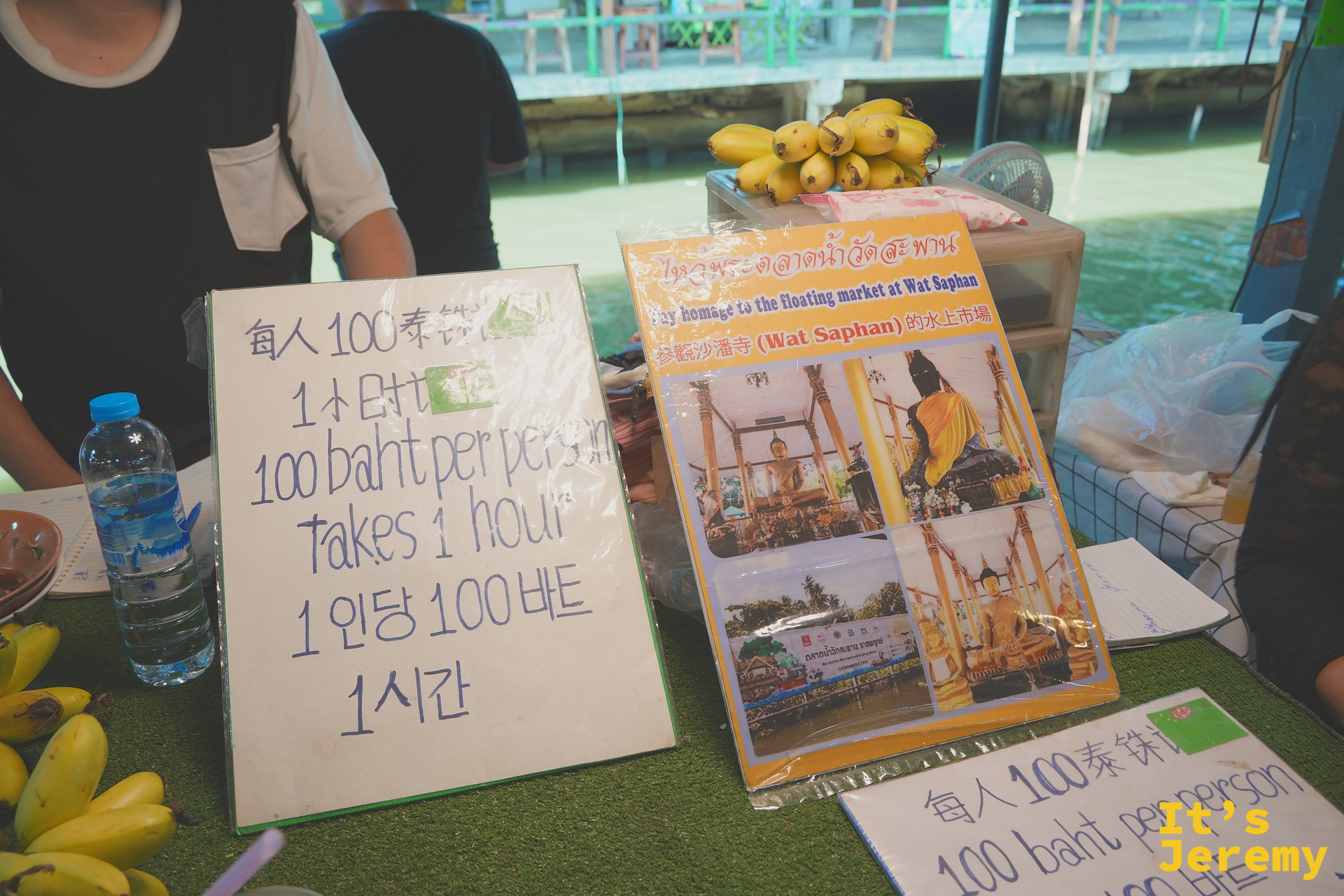 詳細的路線說明板，會經過幾座運河與沙潘寺都有畫