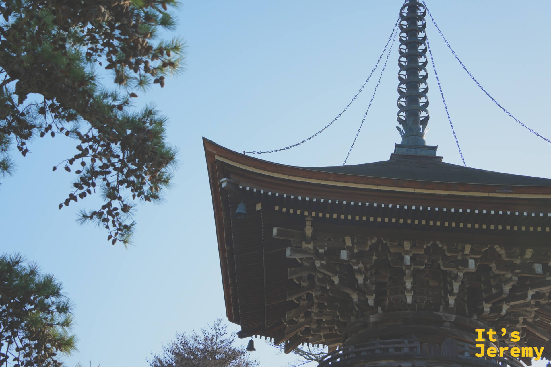 智恩寺多宝塔の屋根を仰いだアップ