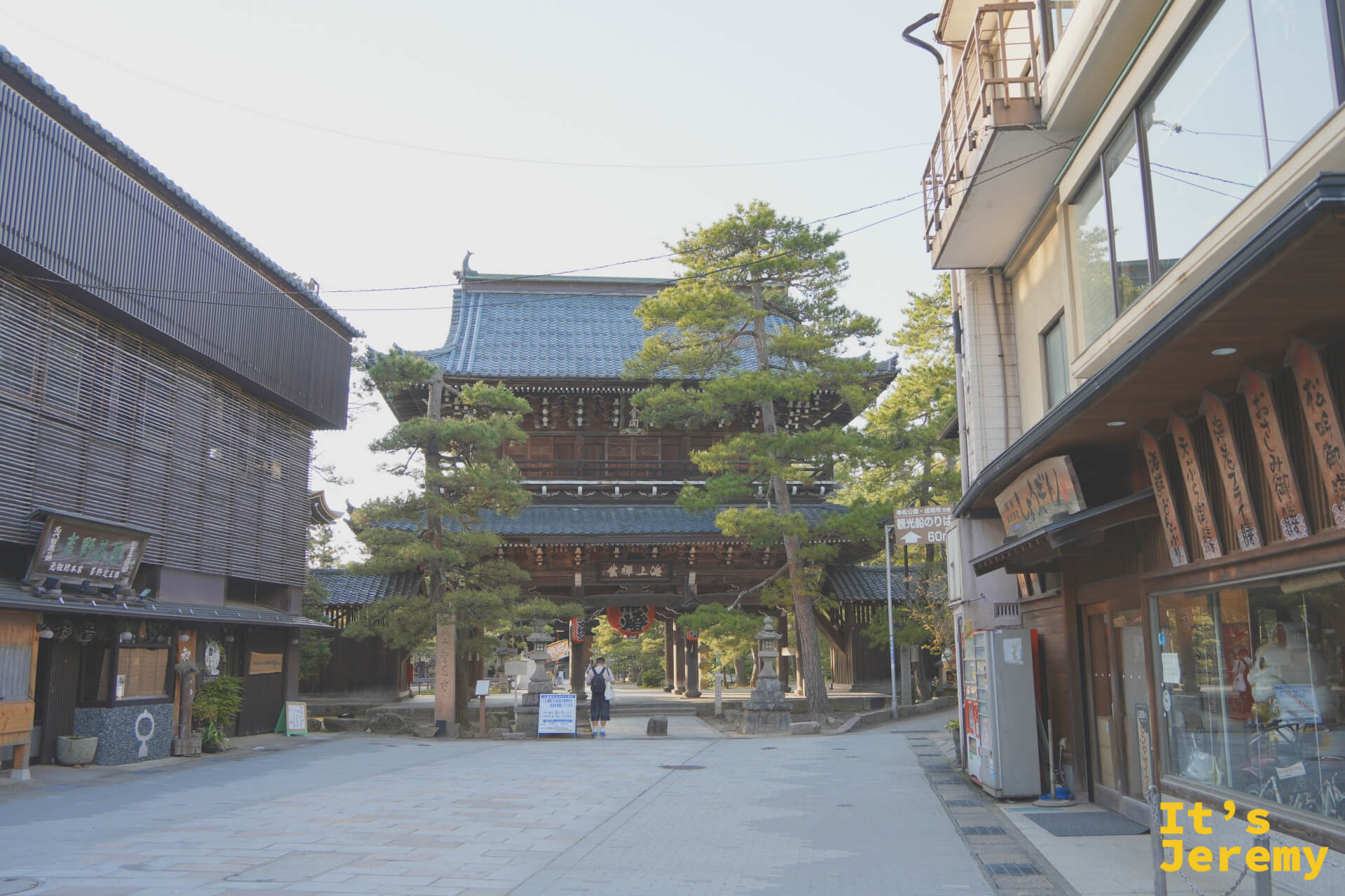 智恩寺の山門(正面から)と参道商店街