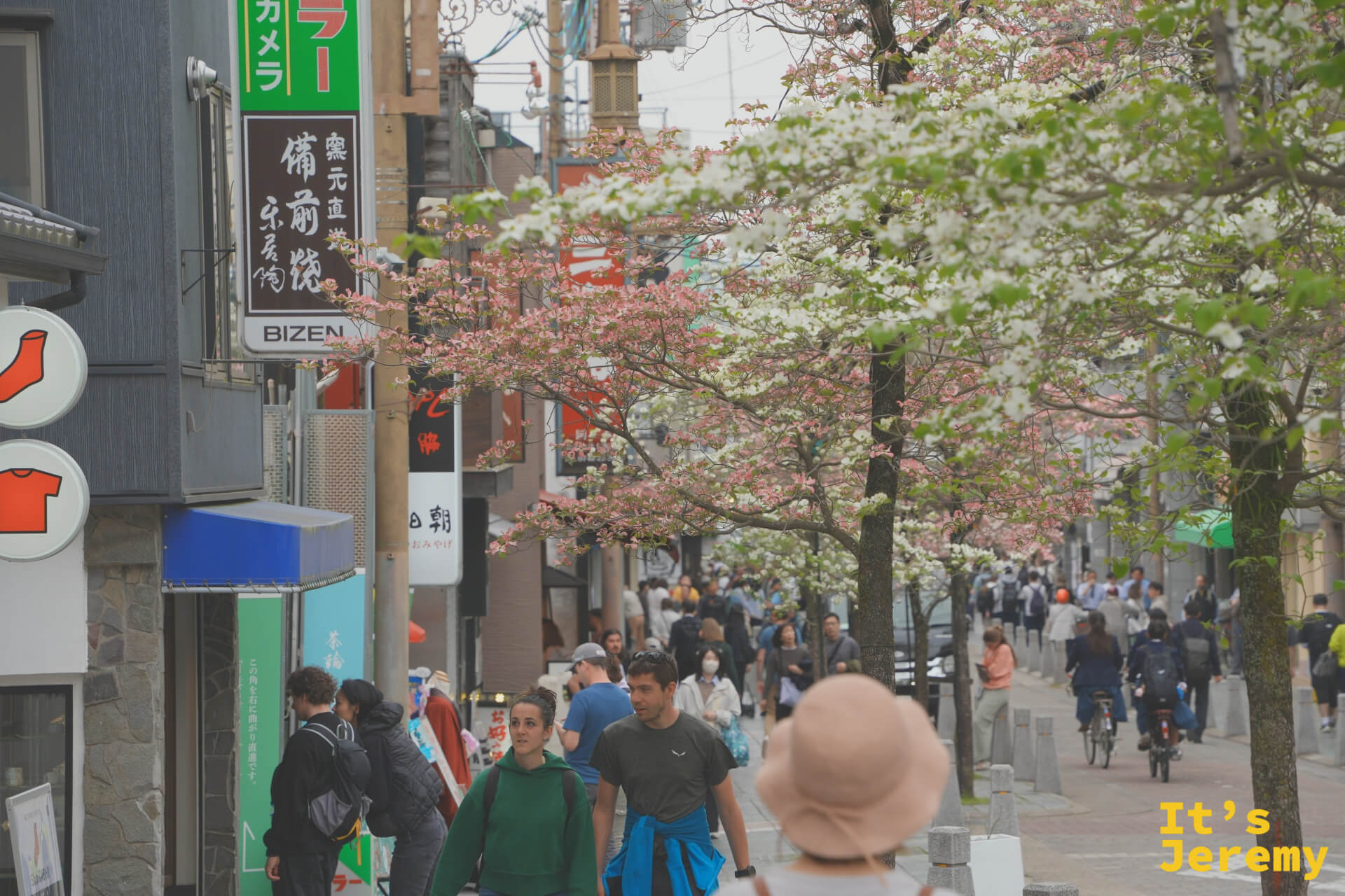 近鐵奈良站前商店街,夕陽前的晚開花卉