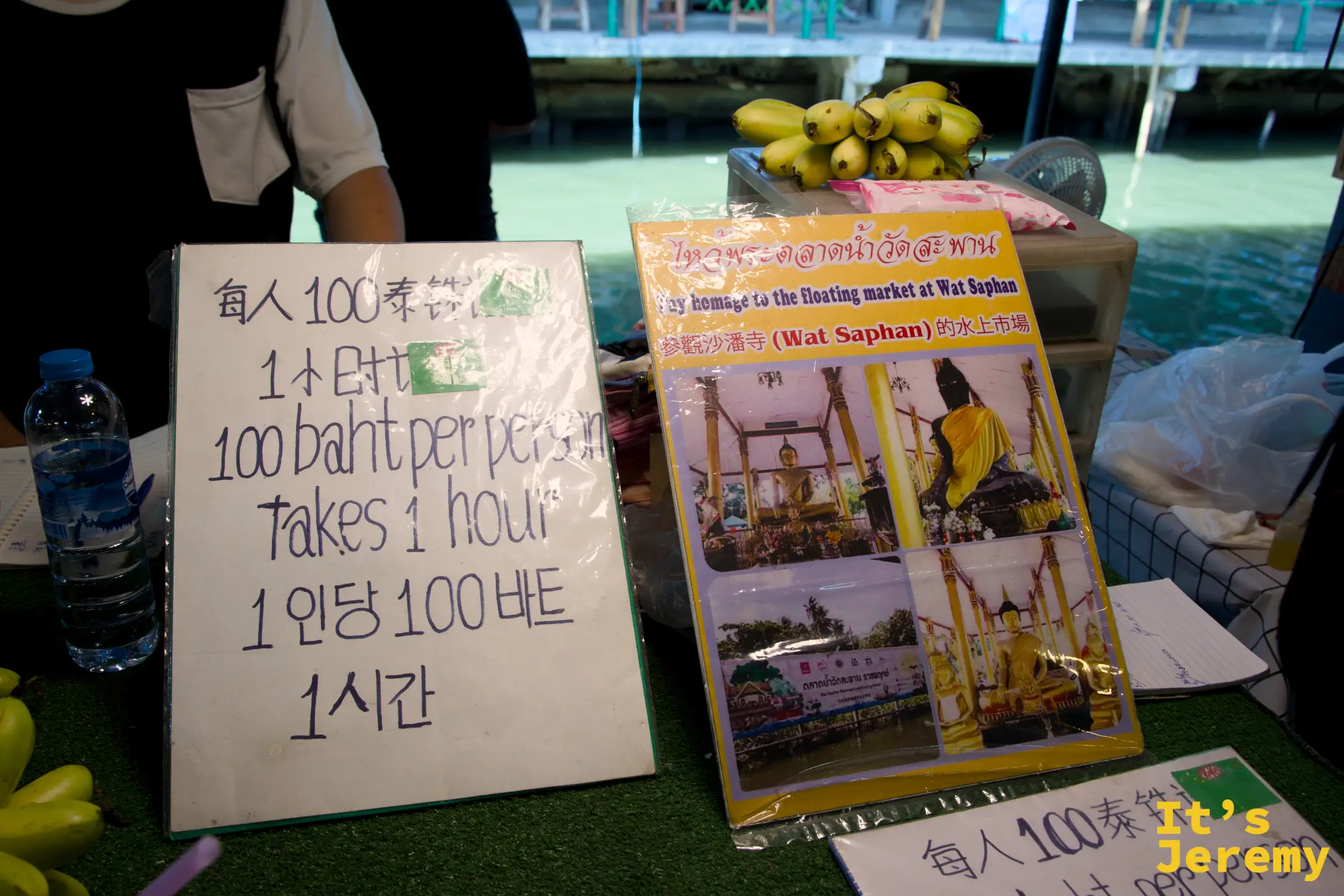 詳細的路線說明板，會經過幾座運河與沙潘寺都有畫