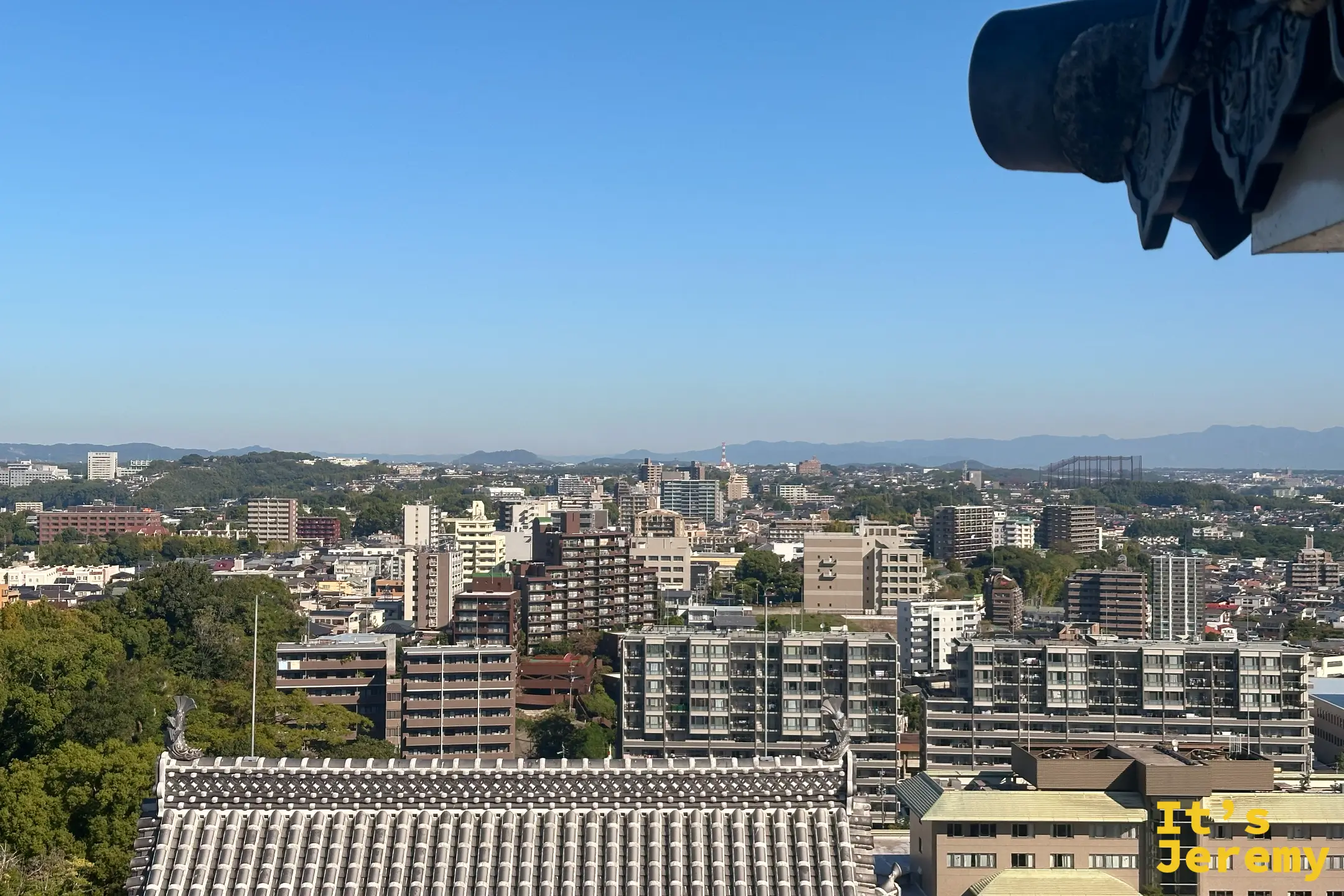 從熊本城天守閣頂樓俯瞰熊本市區風景