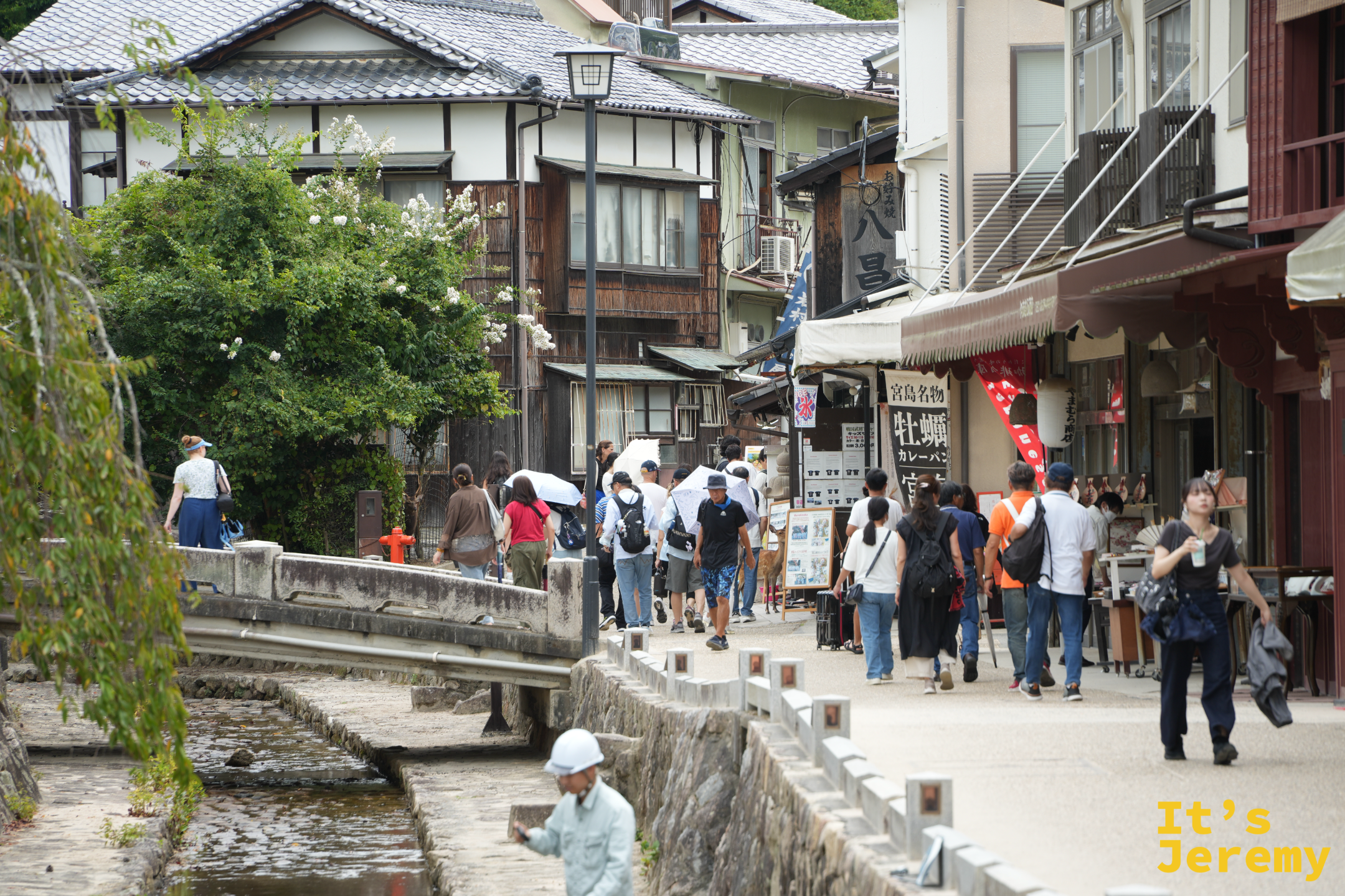 宮島表參道商店街，兩側是各式小店