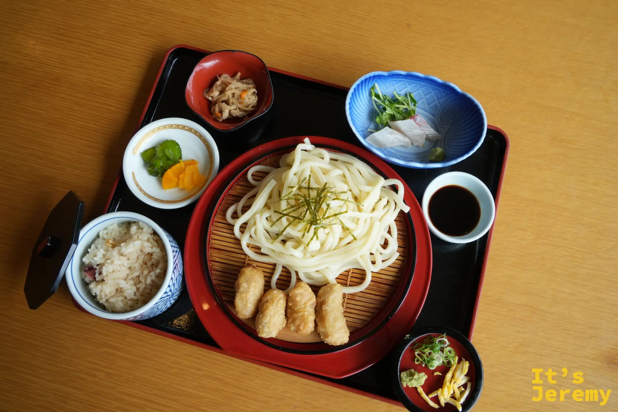 章魚天婦羅涼麵定食全貌