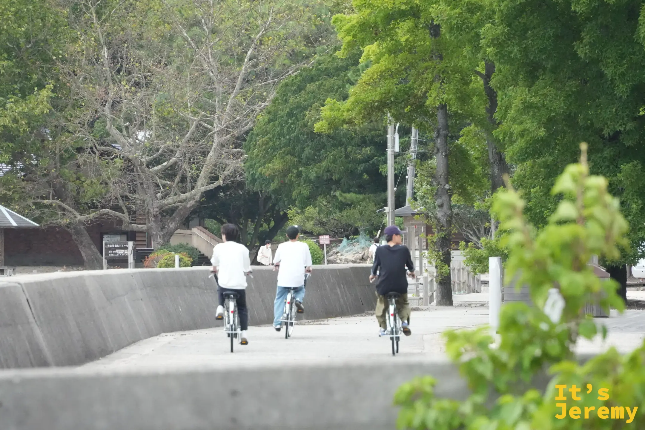 島上騎著腳踏車的遊客