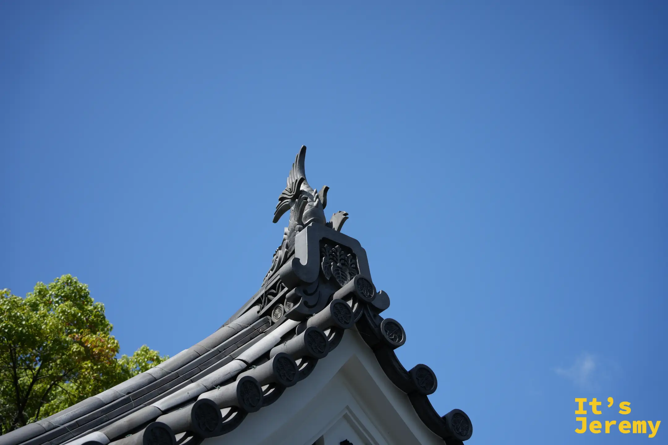 灰瓦單色鯱與碧藍晴空