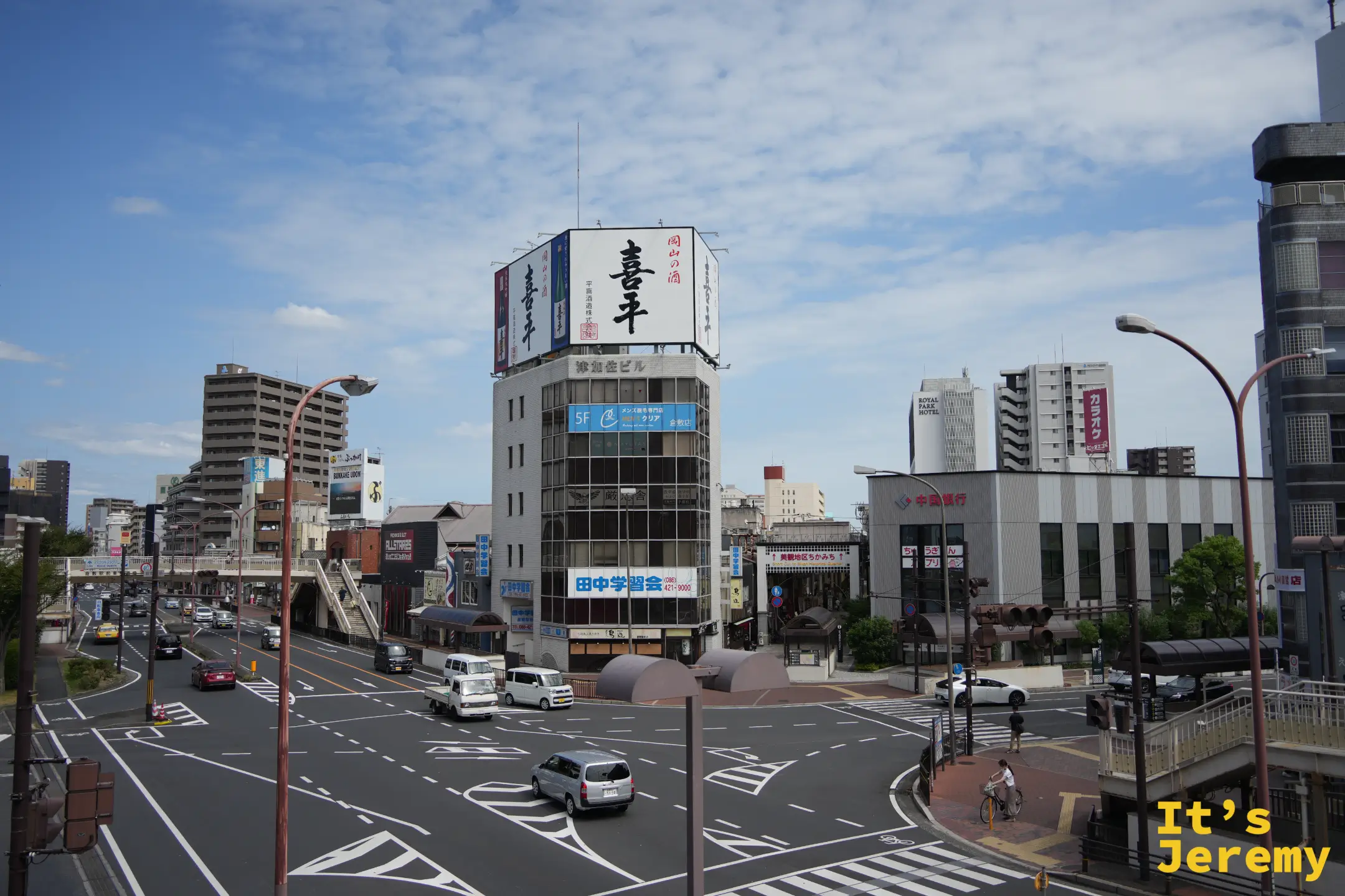 從倉敷站外天橋往商店街入口拍攝
