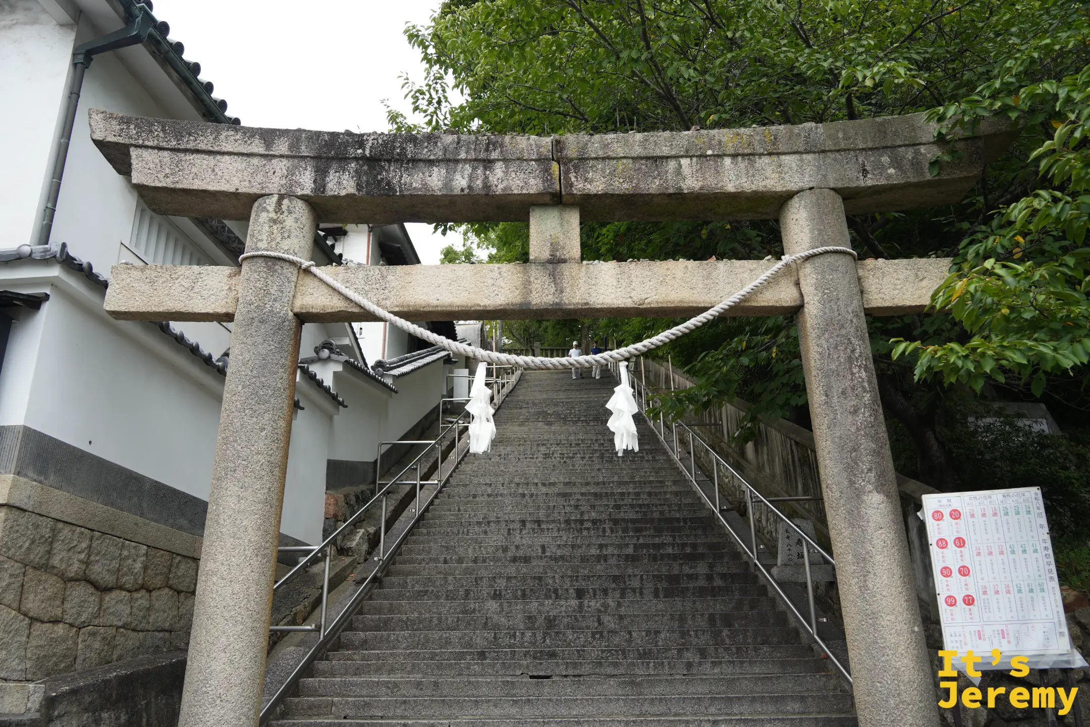 石鳥居與通往山頂的長石階